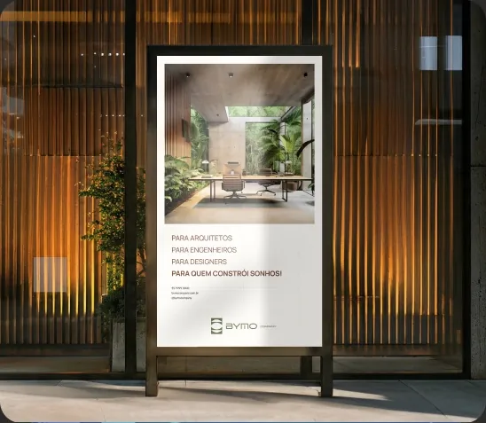 Identidade visual da Bymo Company aplicada em mídia externa